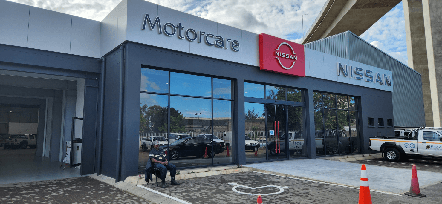 Modern glass windows for Nissan car dealership in Mozambique - alufox